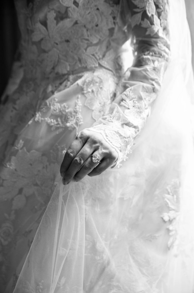 Monique Lhuillier lace wedding dress