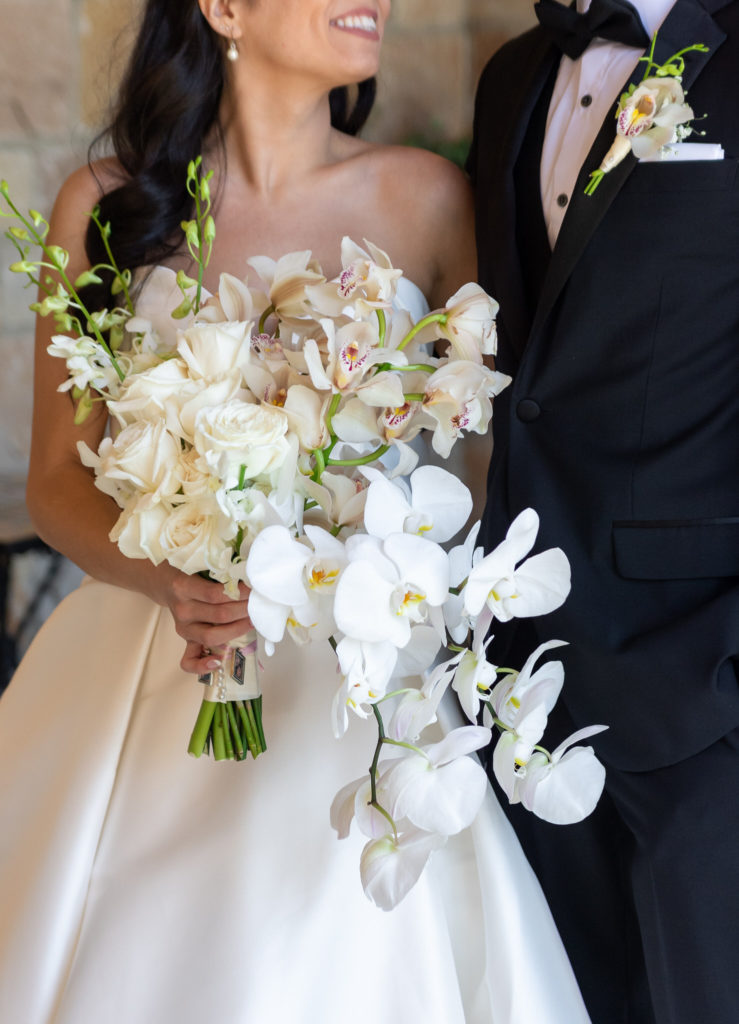 white rose and lily bouquet