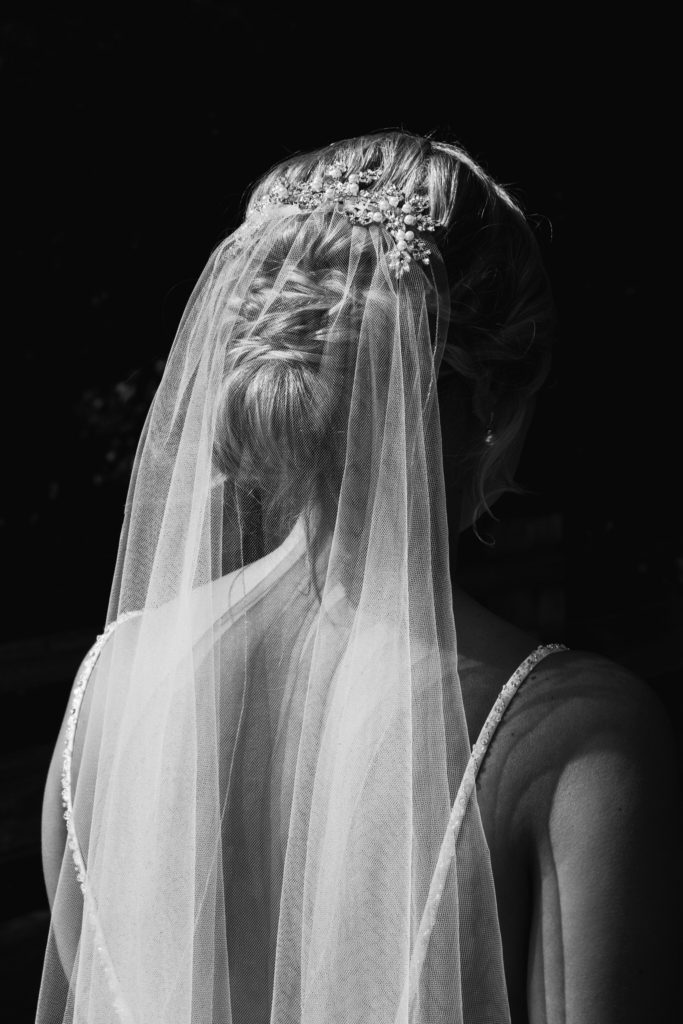 dramatic photo of a bridal up-do hair style