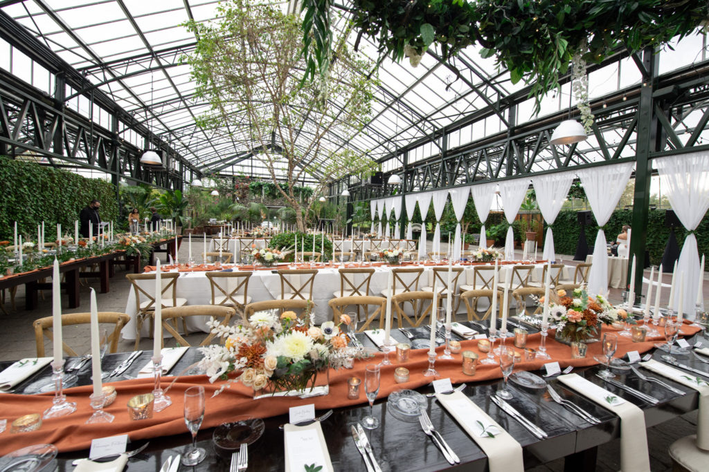 A luxurious fall inspired wedding reception at the Planterra Conservatory