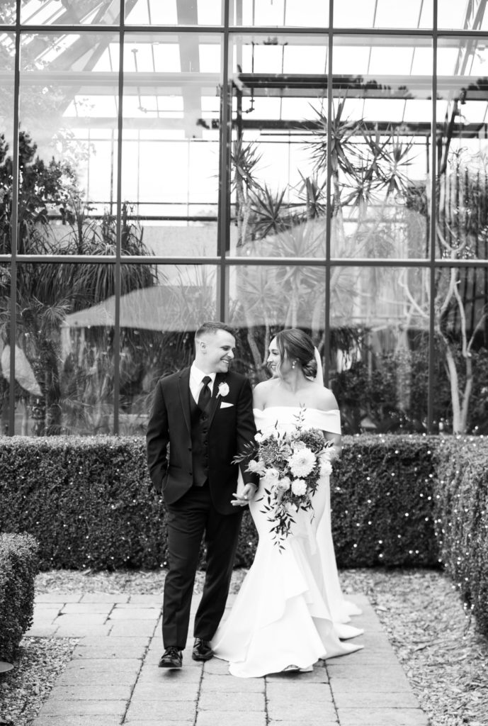 A fall wedding at the Planterra Conservatory in West Bloomfield, MI