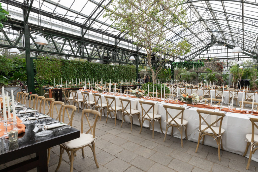 a rustic fall inspired wedding reception at Planterra Conservatory