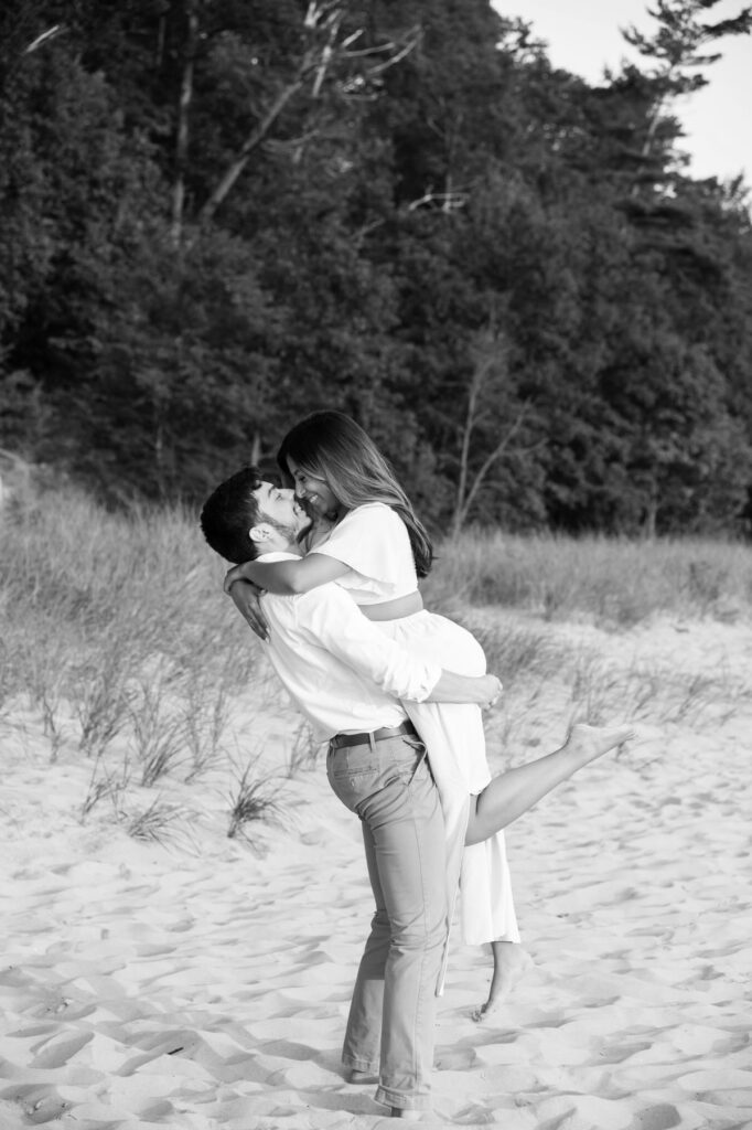 engagement photos on Olive Shores near Grand Haven, Michigan