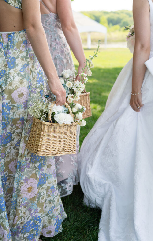 spring garden party inspired bridesmaid dresses and flowers