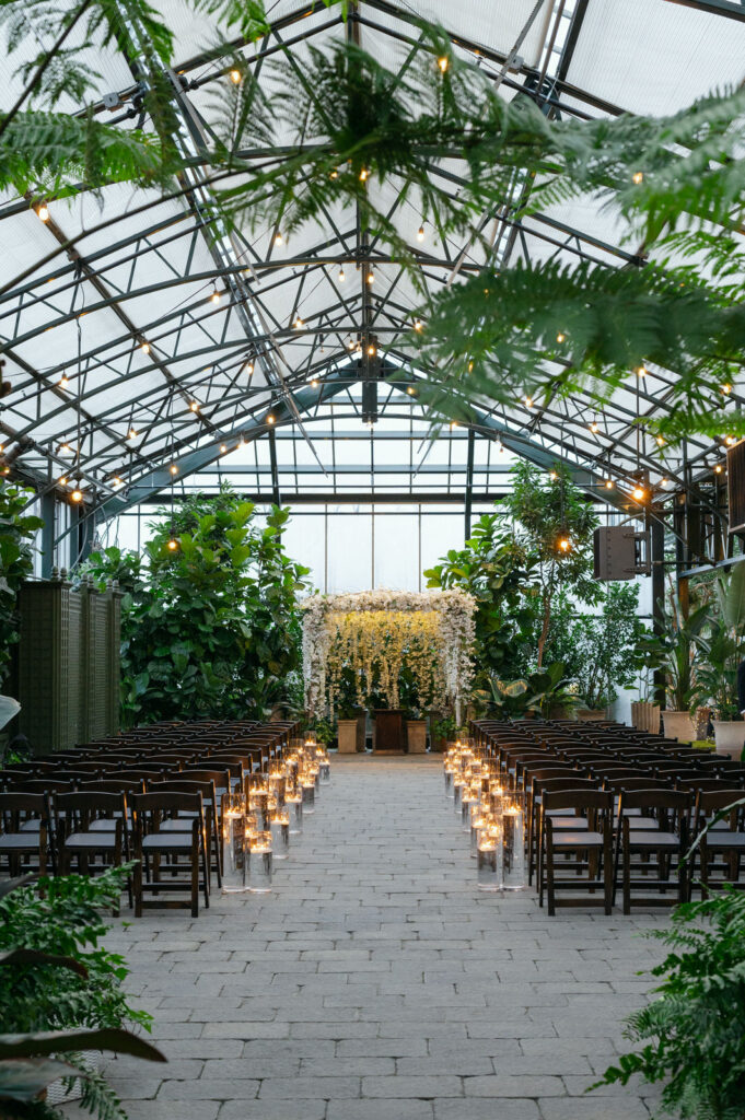 Planterra Conservatory ceremony space for an evening winter wedding