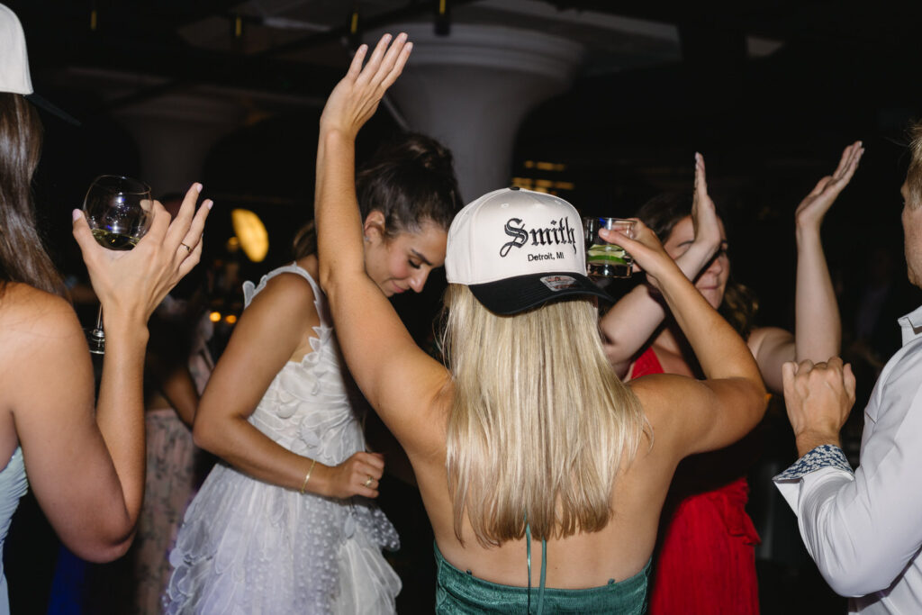 bride dances with her wedding guests during the reception at Chroma Detroit