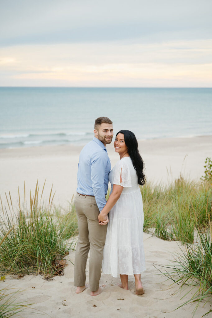 South Haven engagement photo session at sunset